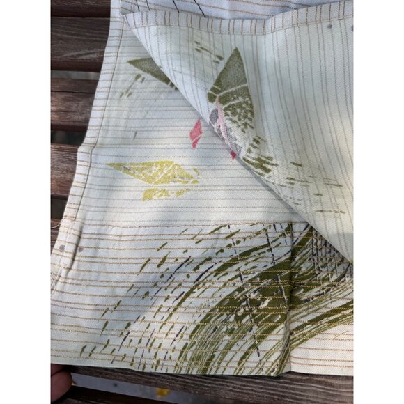 Vintage Mid-Century Print Curtain Panel Pink Green on White 90.5x20.25" - Picture 5 of 7